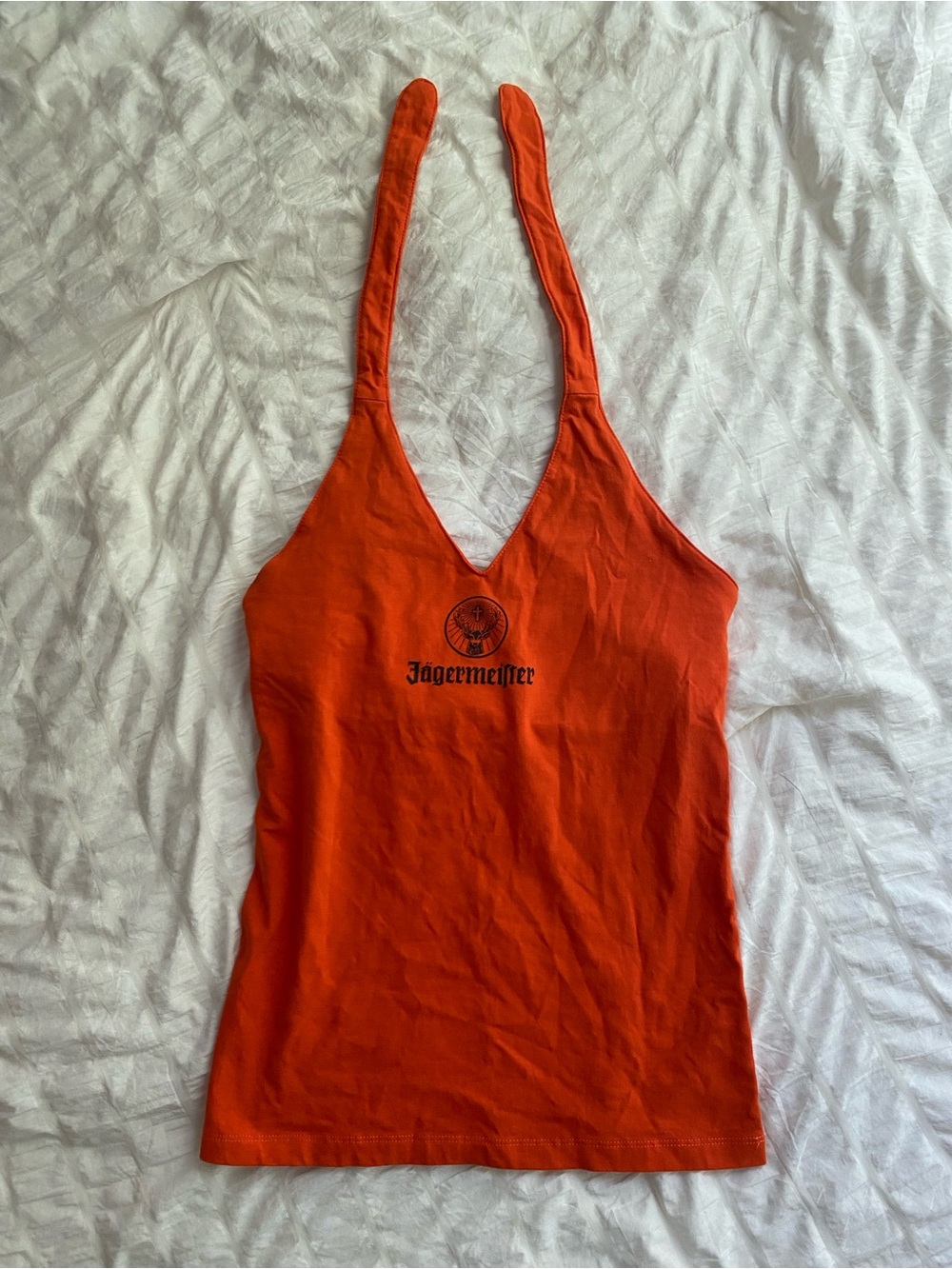 Jagermeister Women's Bright Orange V-Neck Halter Camisole